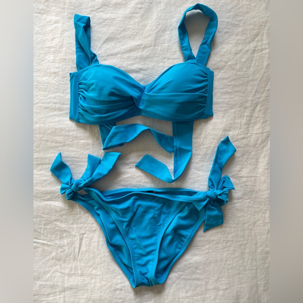 🩵✨Vivid Turquoise Ruched Tie Bikini by ABS 💎